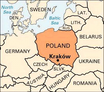 krakow poland map europe